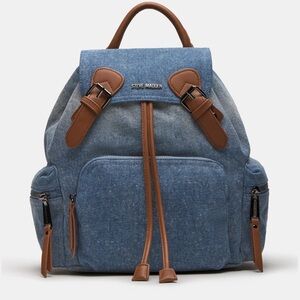 Steve Madden Denim Backpack -‎ Blue/Brown Trim